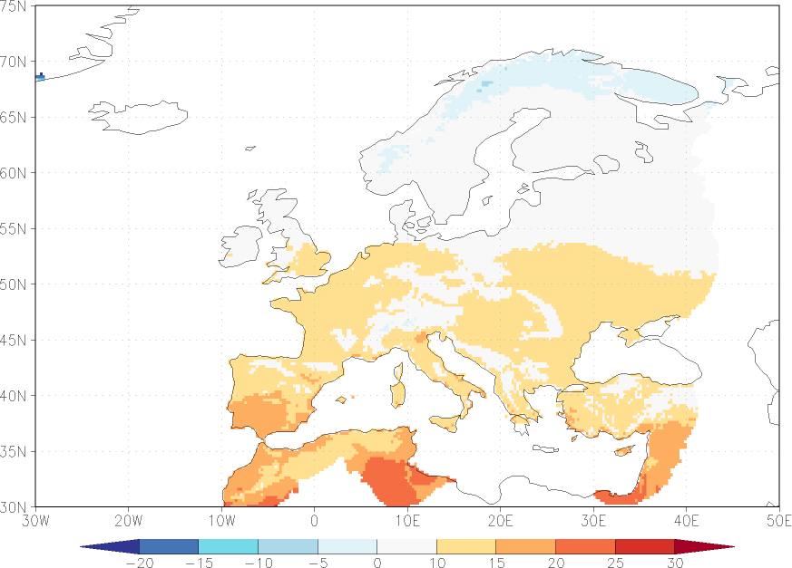 daily mean temperature spring (March-May)  observed values