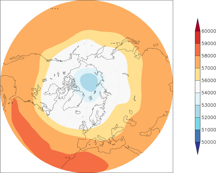 500mb height (northern hemisphere) summer (June-August)  observed values
