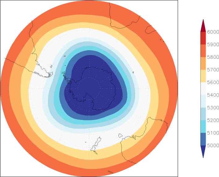 500mb height (southern hemisphere) summer (June-August)  observed values
