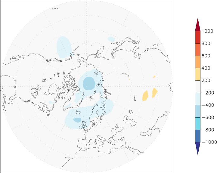 sea-level pressure (northern hemisphere) anomaly summer (June-August)  w.r.t. 1981-2010