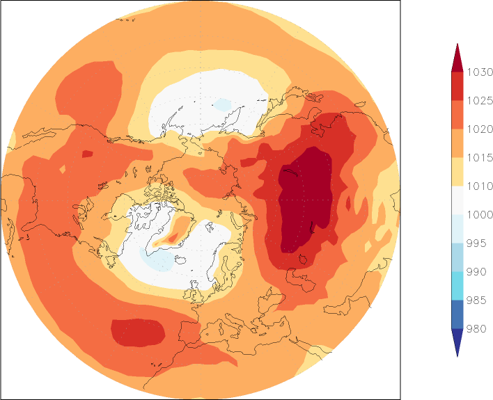 sea-level pressure (northern hemisphere) winter (December-February)  observed values