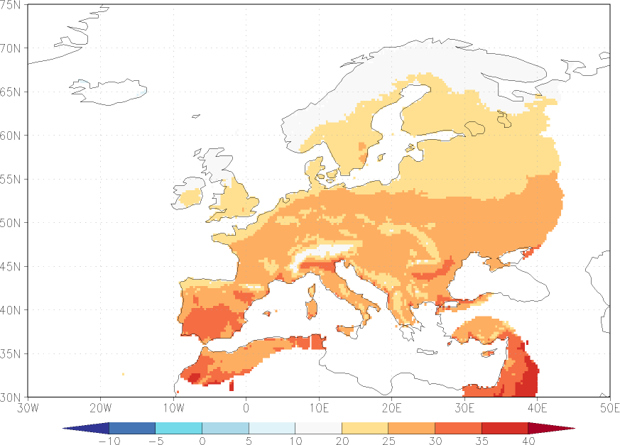 maximum temperature summer (June-August)  observed values