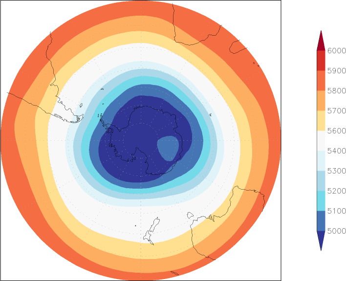500mb height (southern hemisphere) summer (June-August)  observed values