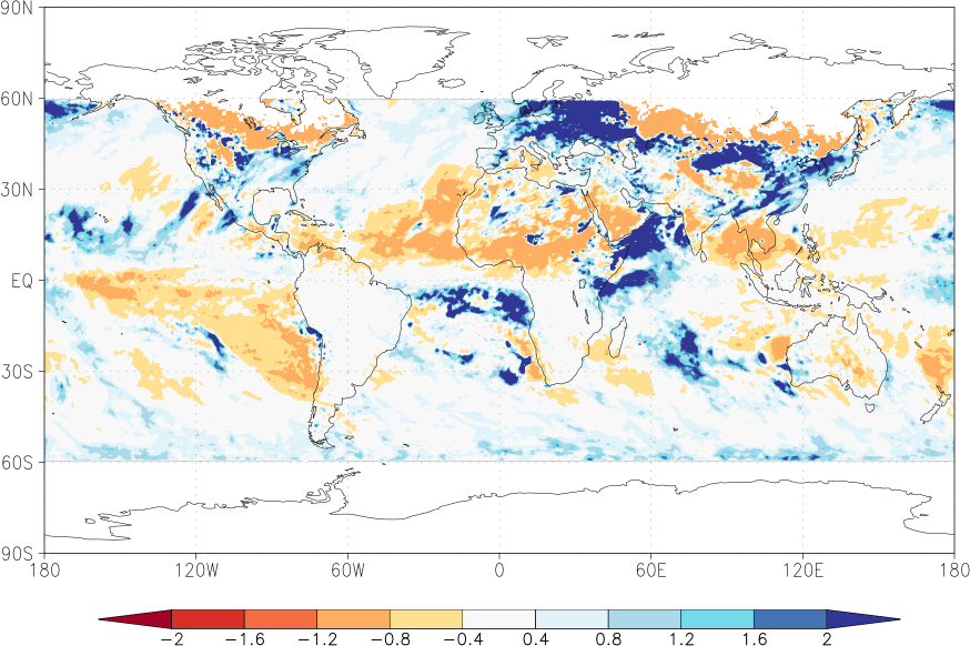 precipitation (satellite) anomaly winter (December-February)  relative anomalies  (-1: dry, 0: normal, 2: three times normal)