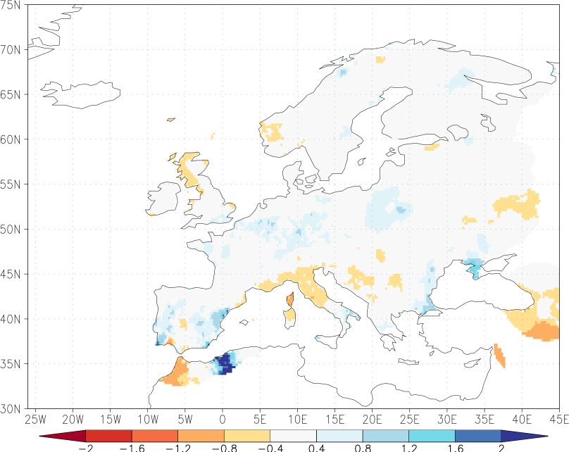 precipitation anomaly summer (June-August)  relative anomalies  (-1: dry, 0: normal, 2: three times normal)