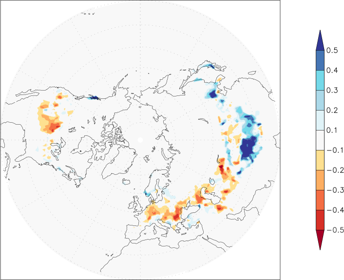snow cover (northern hemisphere) anomaly winter (December-February)  w.r.t. 1981-2010