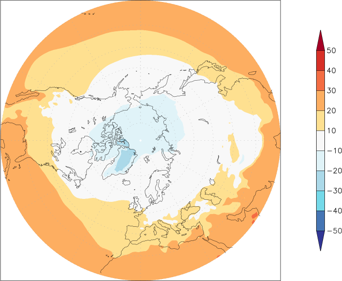temperature (2m height, northern hemisphere) July-June  observed values