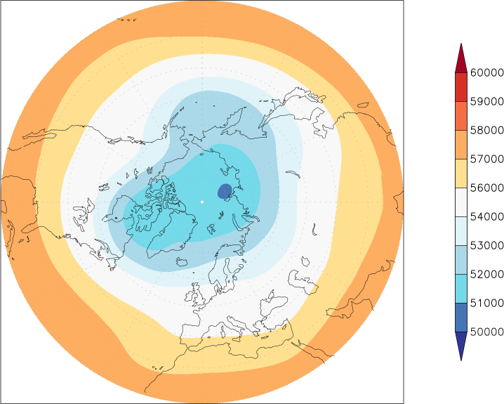 500mb height (northern hemisphere) January-December  observed values