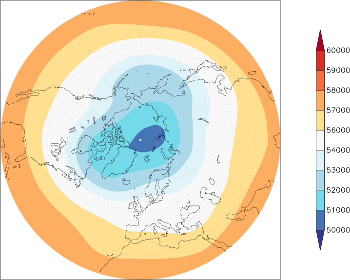 500mb height (northern hemisphere) July-June  observed values