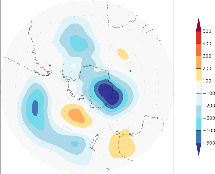 500mb height (southern hemisphere) anomaly January-December  w.r.t. 1981-2010