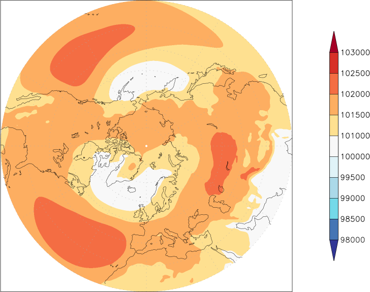 sea-level pressure (northern hemisphere) July-June  observed values