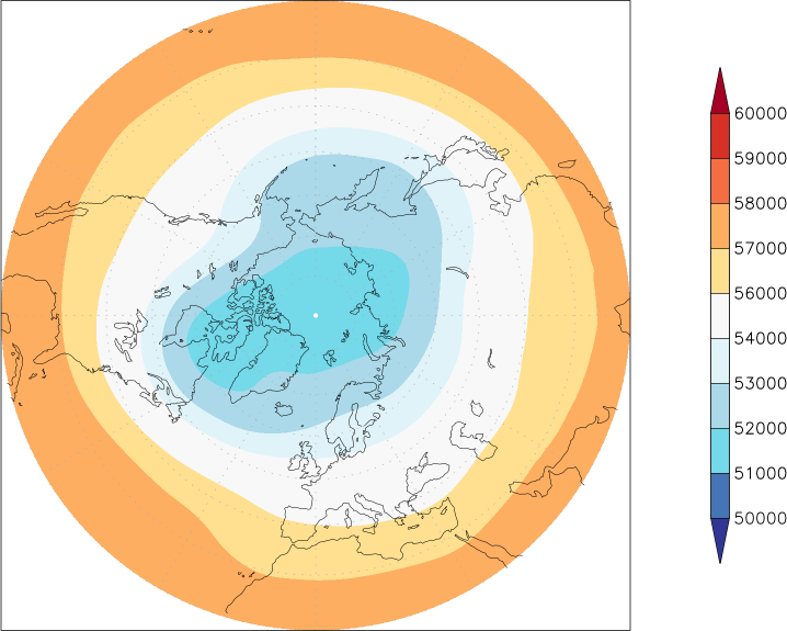 500mb height (northern hemisphere) July-June  observed values