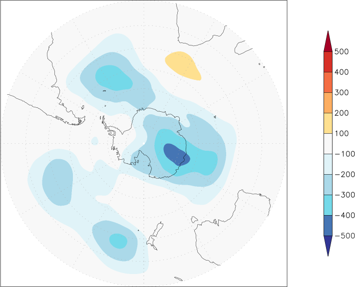 500mb height (southern hemisphere) anomaly July-June  w.r.t. 1981-2010