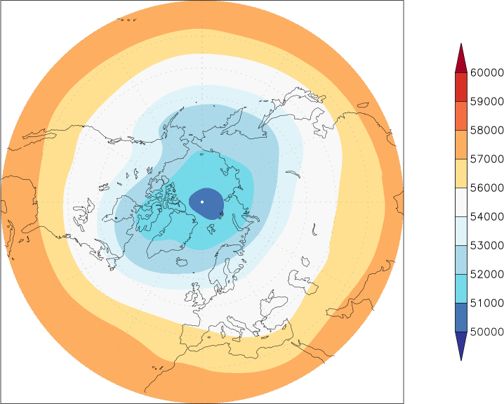 500mb height (northern hemisphere) July-June  observed values