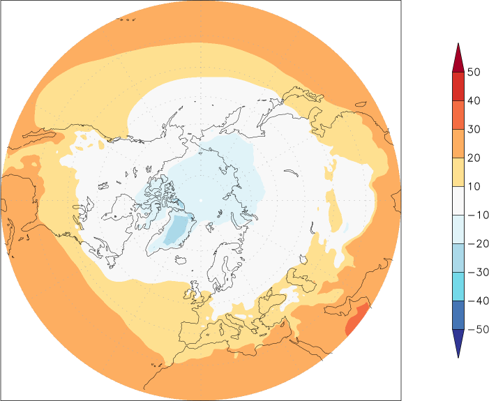 temperature (2m height, northern hemisphere) January-December  observed values