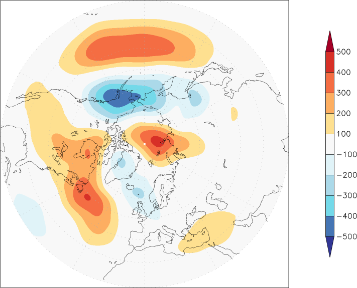 500mb height (northern hemisphere) anomaly January-December  w.r.t. 1981-2010