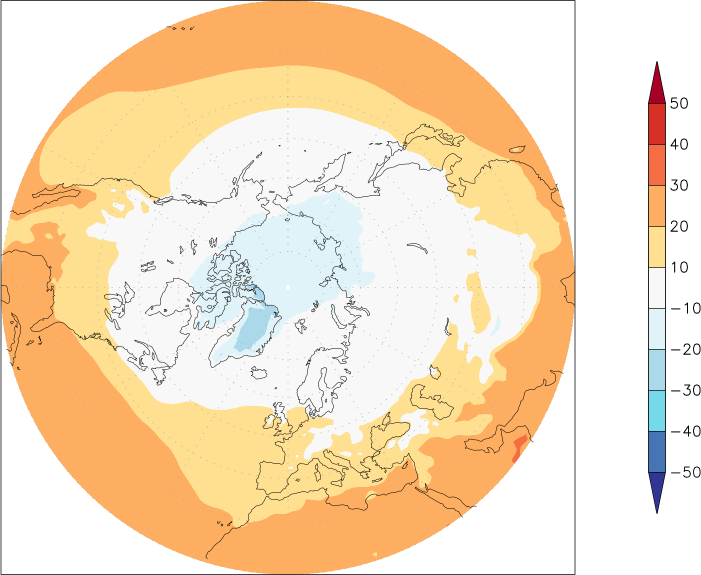 temperature (2m height, northern hemisphere) July-June  observed values