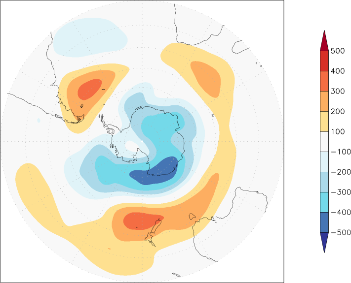 500mb height (southern hemisphere) anomaly July-June  w.r.t. 1981-2010