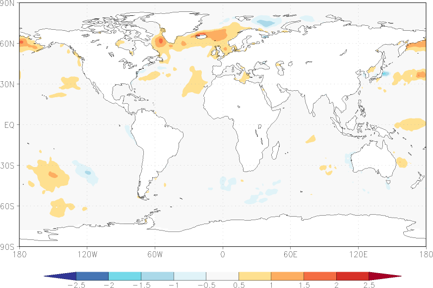 sea surface temperature anomaly July-June  w.r.t. 1982-2010