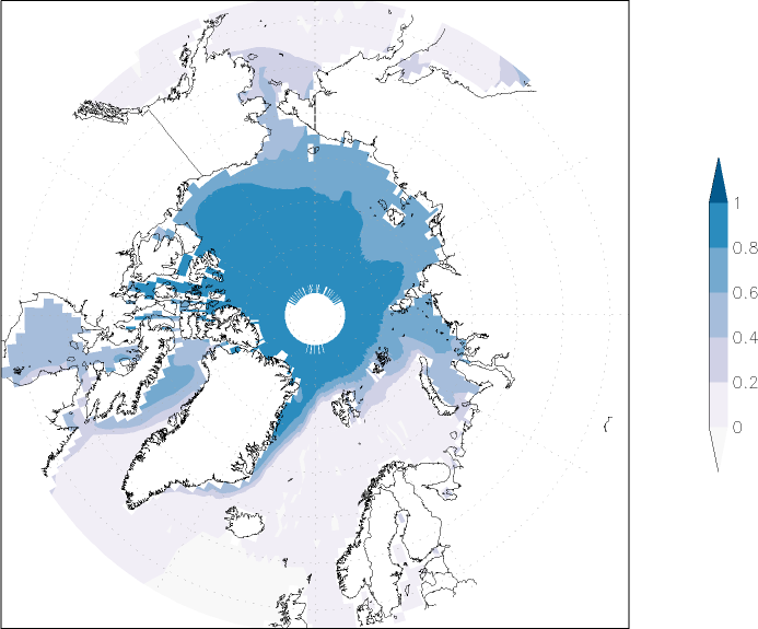 sea ice concentration (Arctic) July-June  observed values