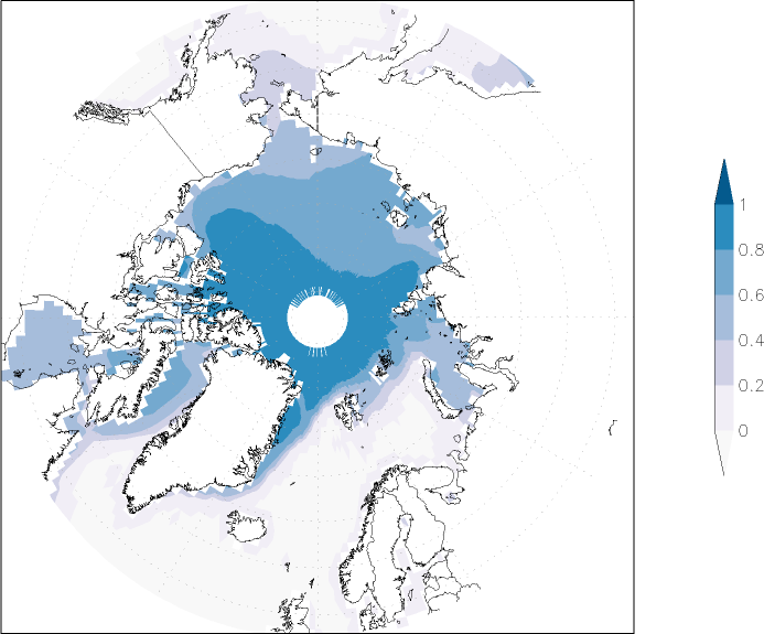 sea ice concentration (Arctic) January-December  observed values