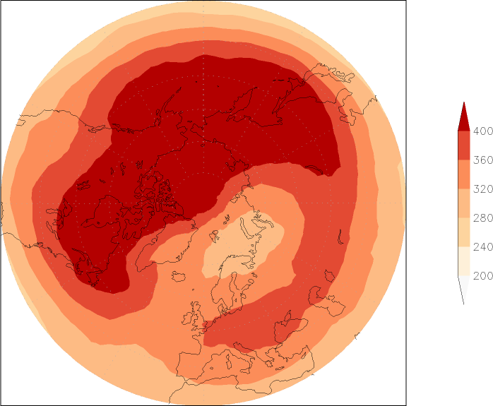 ozone (northern hemisphere) January-December  observed values