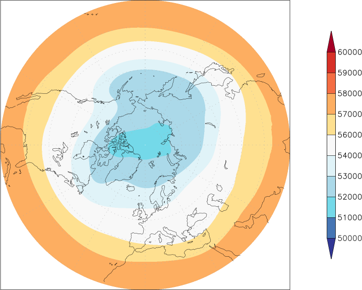 500mb height (northern hemisphere) July-June  observed values