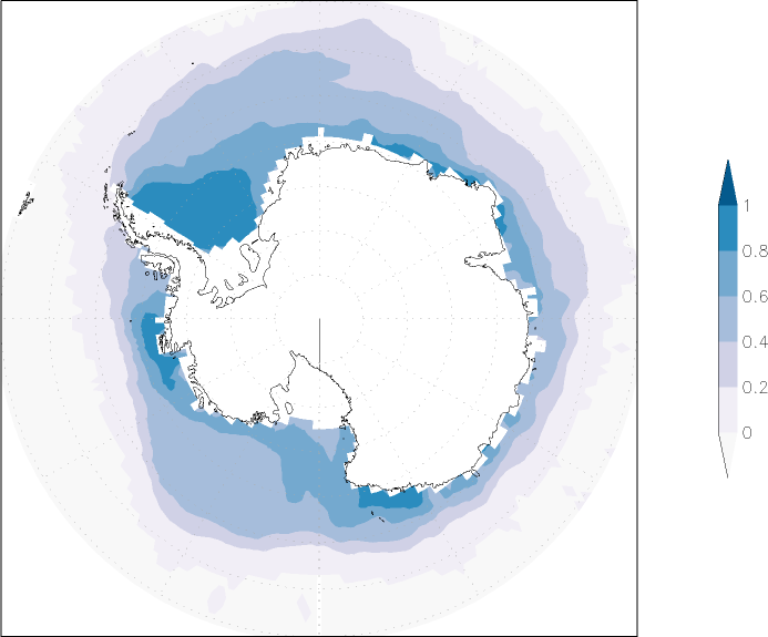 sea ice concentration (Antarctic) January-December  observed values