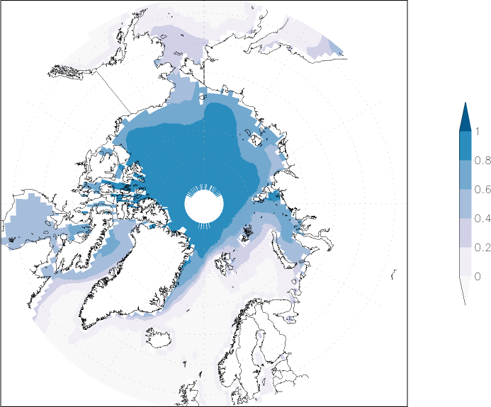 sea ice concentration (Arctic) January-December  observed values