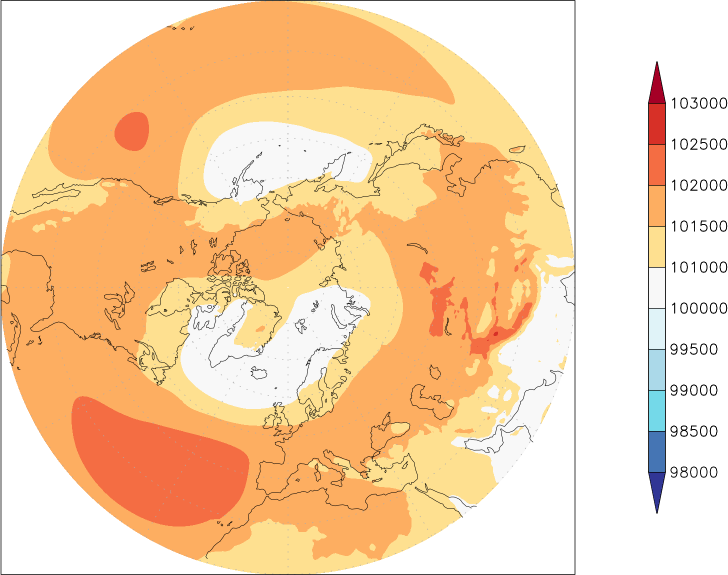 sea-level pressure (northern hemisphere) July-June  observed values