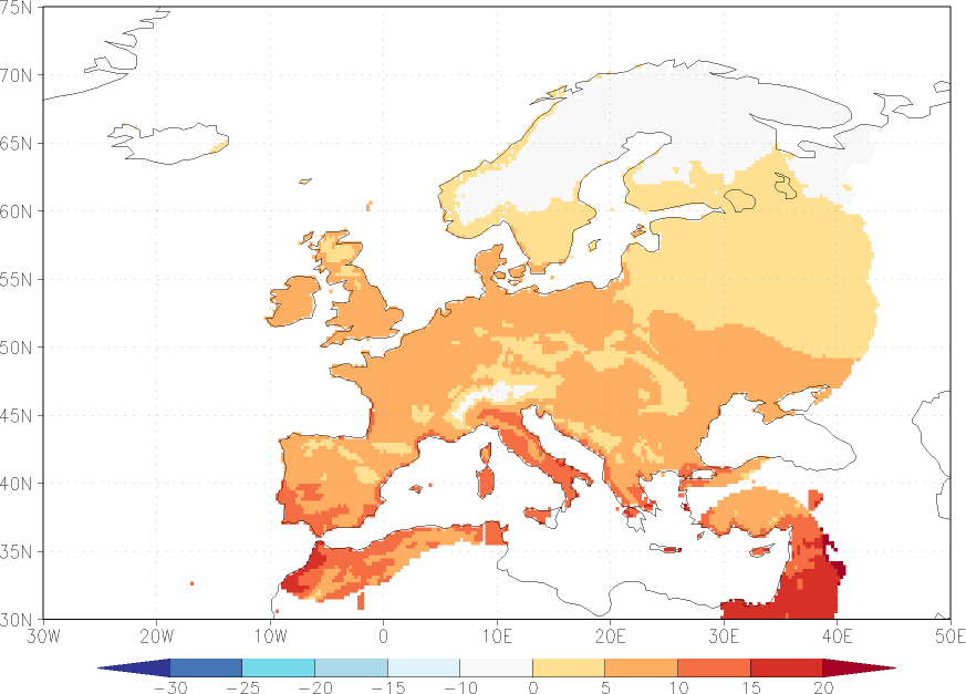 minimum temperature July-June  observed values