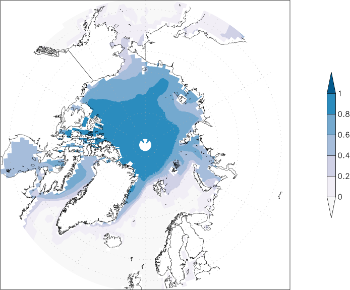 sea ice concentration (Arctic) July-June  observed values