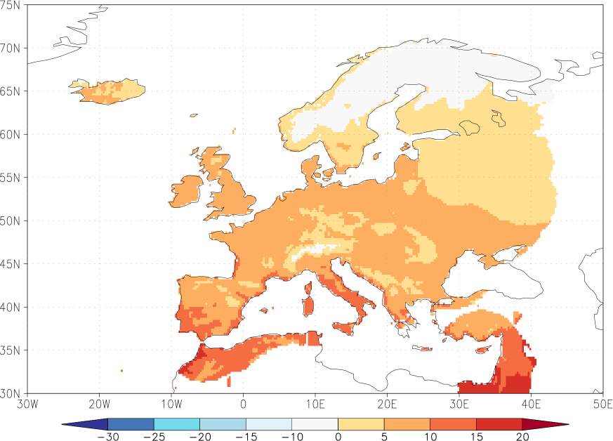 minimum temperature July-June  observed values