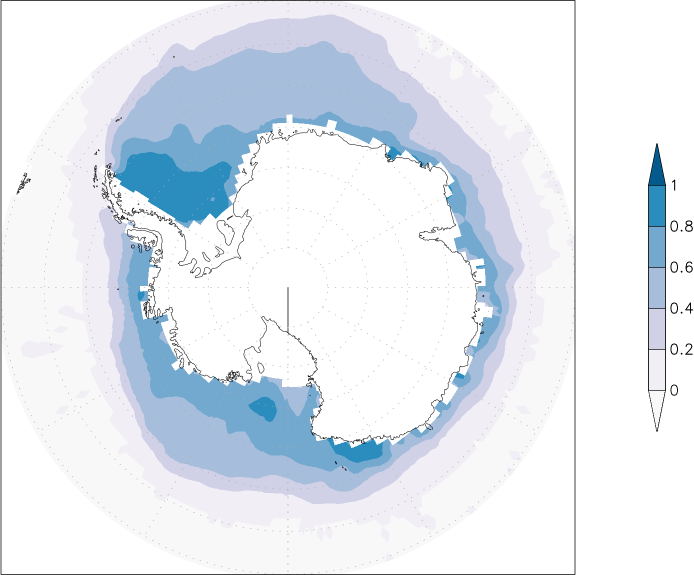 sea ice concentration (Antarctic) January-December  observed values