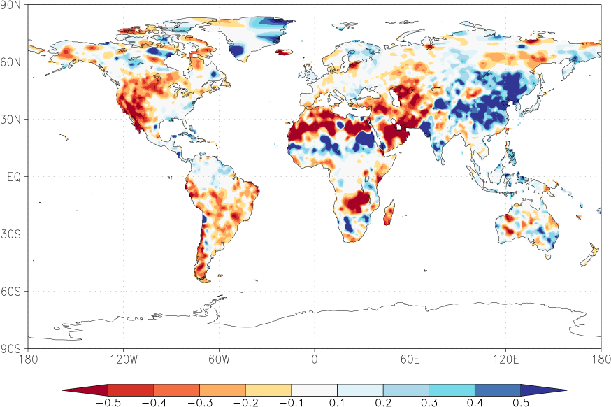 precipitation (rain gauges) anomaly July-June  relative anomalies  (-1: dry, 0: normal, 2: three times normal)