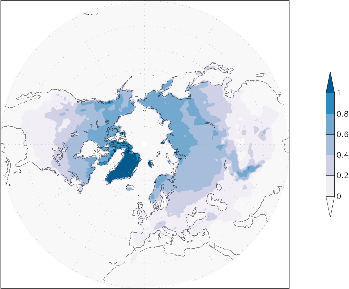 snow cover (northern hemisphere) January-December  observed values