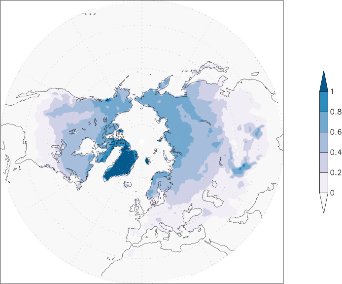 snow cover (northern hemisphere) January-December  observed values