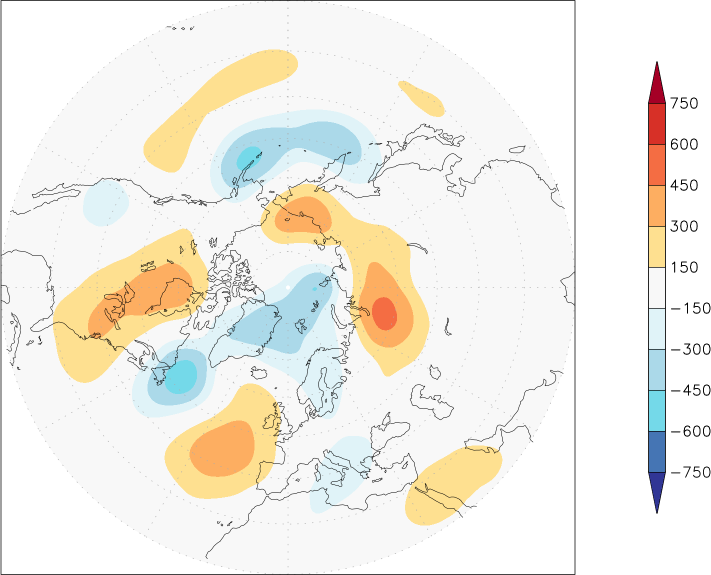 500mb height (northern hemisphere) anomaly Summer half year (April-September)  w.r.t. 1981-2010