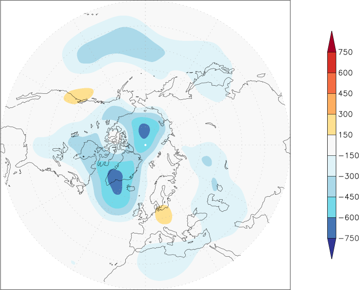 500mb height (northern hemisphere) anomaly Summer half year (April-September)  w.r.t. 1981-2010