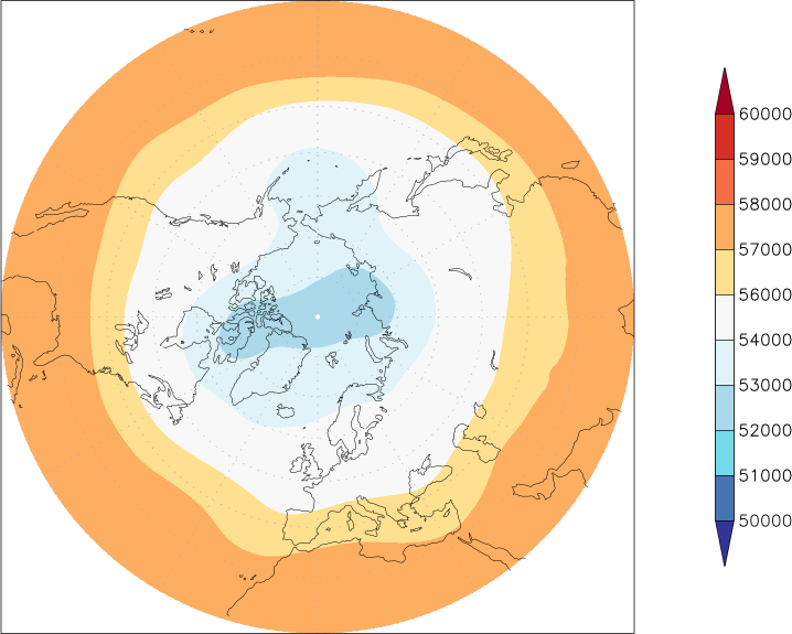 500mb height (northern hemisphere) Summer half year (April-September)  observed values