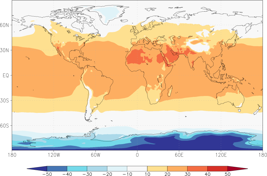 temperature (2m height, world) Summer half year (April-September)  observed values