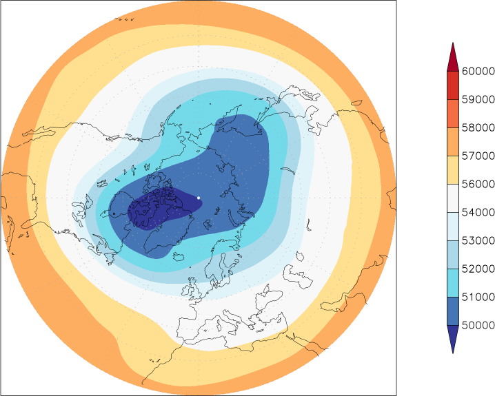 500mb height (northern hemisphere) Winter half year (October-March)  observed values