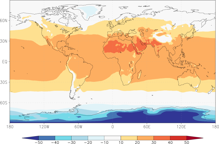 temperature (2m height, world) Summer half year (April-September)  observed values