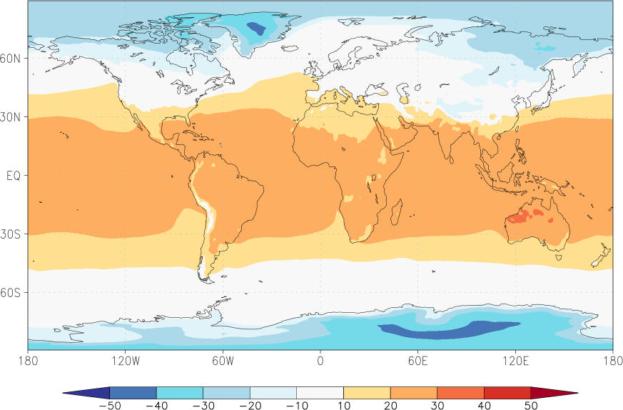 temperature (2m height, world) Winter half year (October-March)  observed values