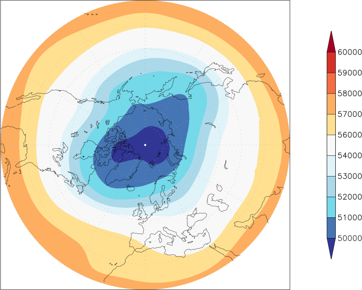 500mb height (northern hemisphere) Winter half year (October-March)  observed values