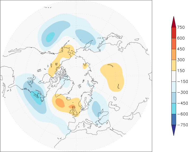 500mb height (northern hemisphere) anomaly Summer half year (April-September)  w.r.t. 1981-2010