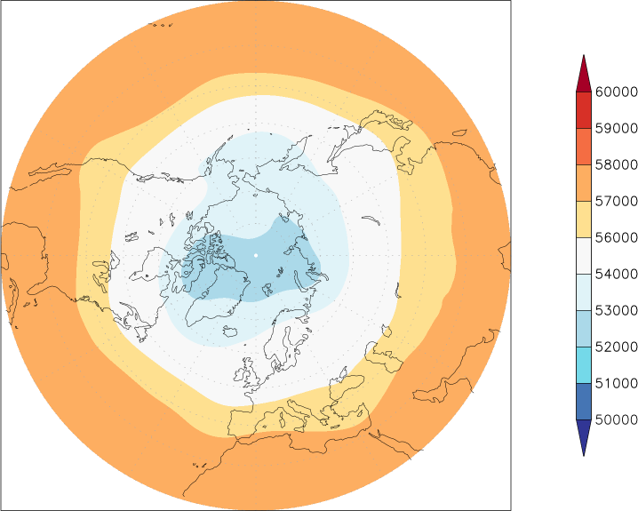 500mb height (northern hemisphere) Summer half year (April-September)  observed values