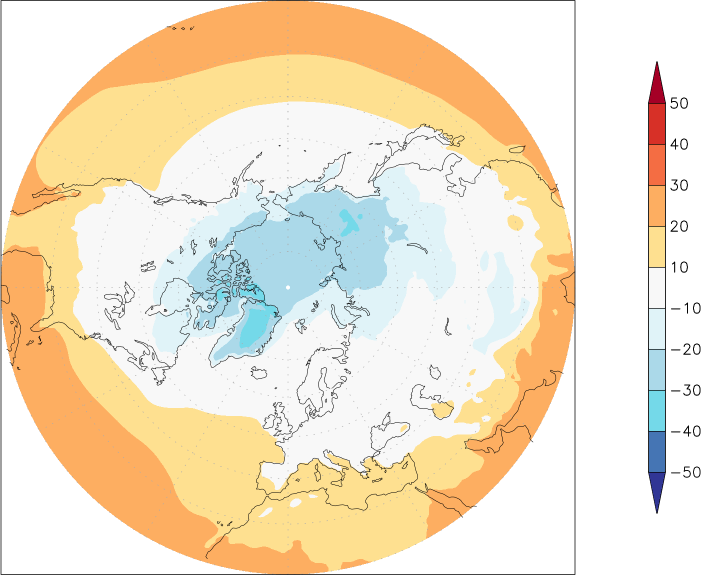 temperature (2m height, northern hemisphere) Winter half year (October-March)  observed values