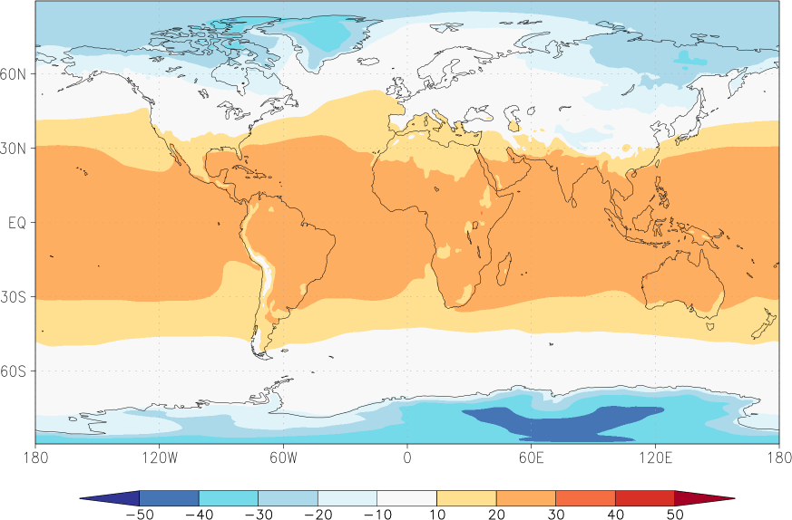 temperature (2m height, world) Winter half year (October-March)  observed values