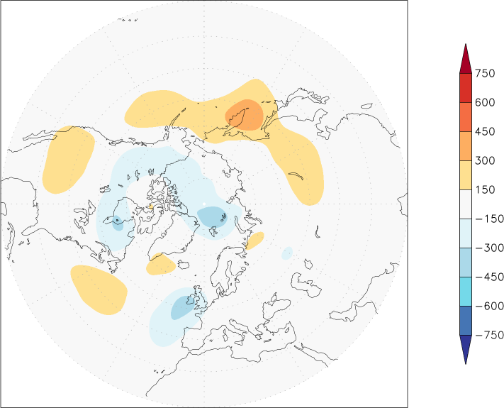 500mb height (northern hemisphere) anomaly Summer half year (April-September)  w.r.t. 1981-2010